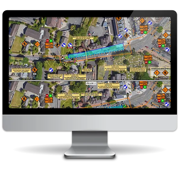 Traffic management plan with a temporary traffic light system